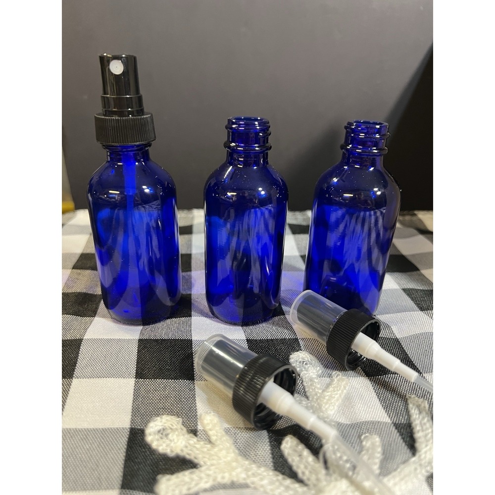 SET OF 3 NEW COBALT‎ BLUE GLASS 2OZ SPRAY BOTTLES (2094-2096)